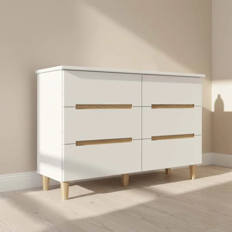 Comoda 6 Cajones Mdf Blanco Logan en BCO/NAT - Cómodas, Uruguay | Divino