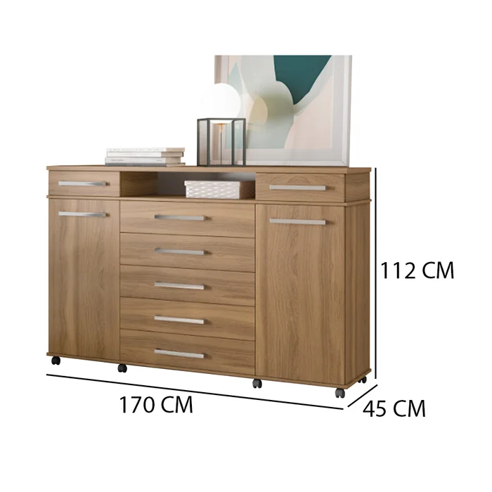 Comodas Cajoneras 7 Cajones 2 Puertas Estante Crema London en VAINILLA - Cómodas, Uruguay | Soy Hogar, vista 4