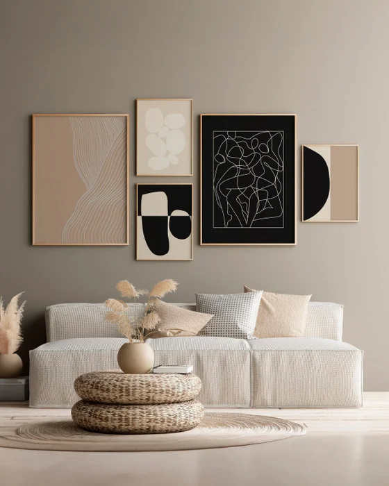 Abstractos Neutros - Black and Beige X5 - Láminas, Uruguay | La Cuadrería