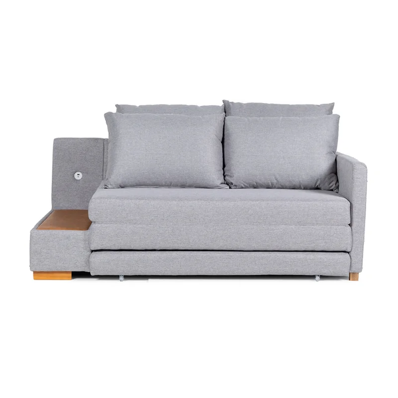 Sofá Cama Niki - Con mesa - Tela Rústica - 9910 (Lino Gris) en Gris - Sillones y sofás, Uruguay | NYR, vista 3