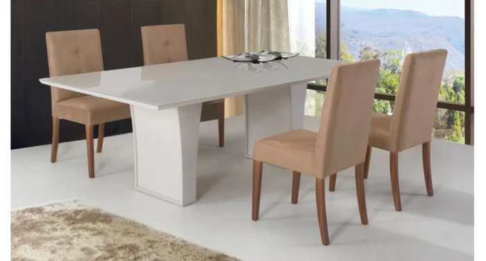 MESA COMEDOR - LACA BLANCA - VIDRIO BLANCO en Blanco - Mesas de comedor, Uruguay | Champagne Home, vista 2