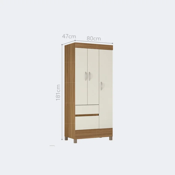 ROPERO 3P WIND - ALMENDRA OFF WHITE 32860/140 - Roperos y placares, Uruguay | Rosas Hermanos, vista 3