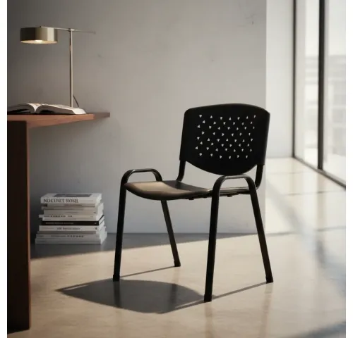 Silla fija de oficina - sala de eventos en Negro - Escritorios y sillas de escritorio, Uruguay | Que Sal Muebleria