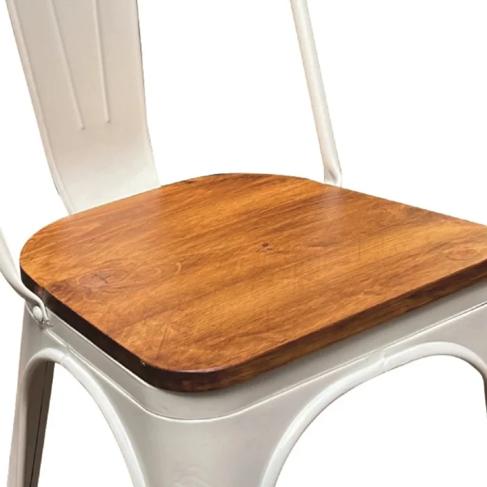 Silla asiento de Metal Madera Tolix - Blanco en Blanco - Sillas, Uruguay | Ecowood, vista 4