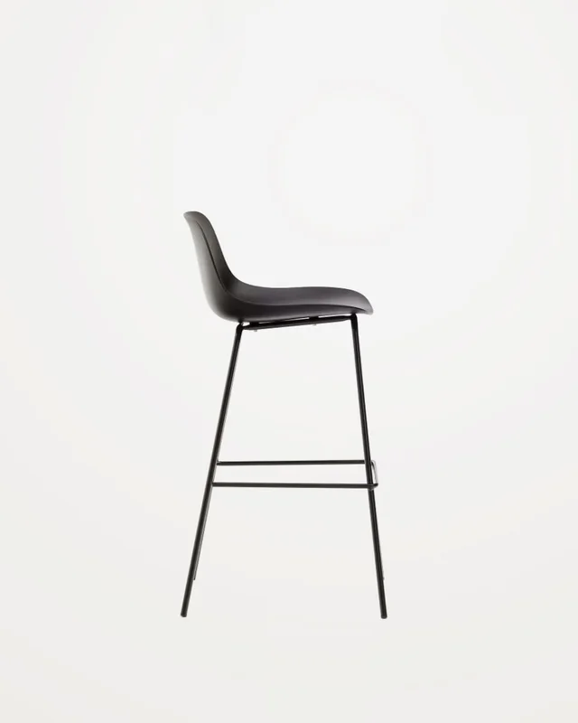 Taburete Altea y patas de acero con acabado - negro 75 cm en Beige - Butacas, banquetas y puffs, Uruguay | Kavehome, vista 7