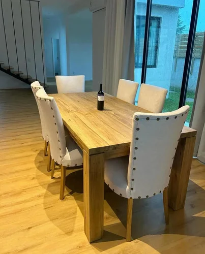 Juego Comedor Madera Maciza 180x90 6 Sillas De Vestir- Ozark A Eleccion en Madera natural - Mesas de comedor, Uruguay | Ozark Home, vista 3