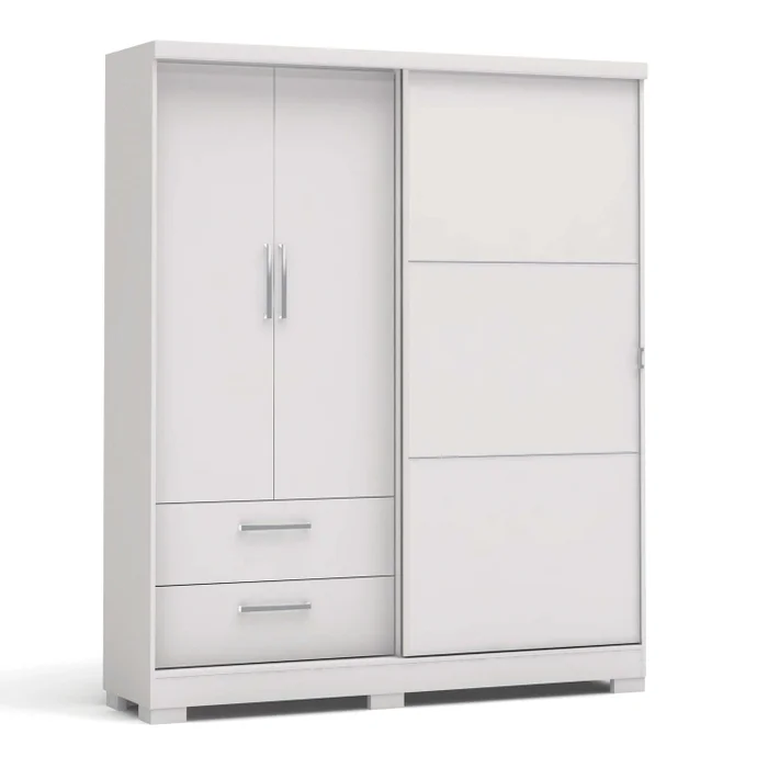 Ropero 3 Puertas y cajones 180cm Milan en Blanco - Roperos y placares, Uruguay | Balton, vista 4