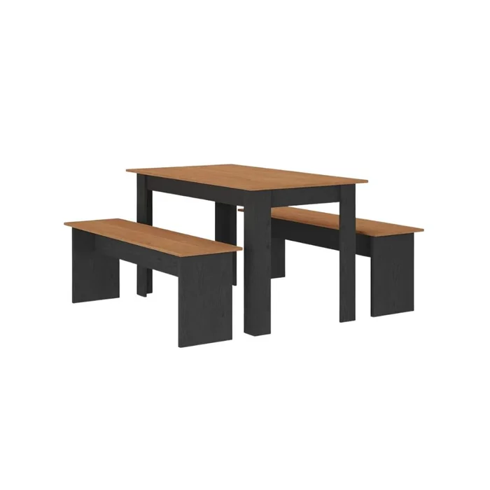 Juego de Comedor Primor - Mesa + 2 Bancos - Negro en Negro - Mesas de comedor, Uruguay | Rústico Hogar, vista 2