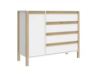 Comoda Combinado Madera 1P, 4C Blanco/Miel - Cómodas, Uruguay | Quesal, vista 3