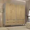 Ropero Armario de 4 Puertas, 2 Percheros y 4 Cajones en MDP - Madera - Línea Melilla - Cinza en Gris - Roperos y placares, Uruguay | Mulata, vista 2 de 9