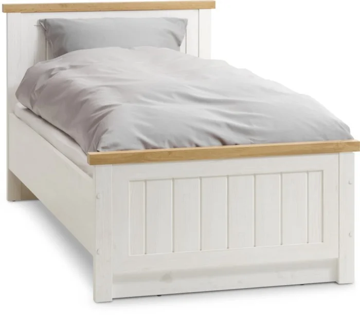Estructura cama MARKSKEL 1 Plaza 90x190 blanco / roble natural - Dormitorio, Uruguay | JYSK