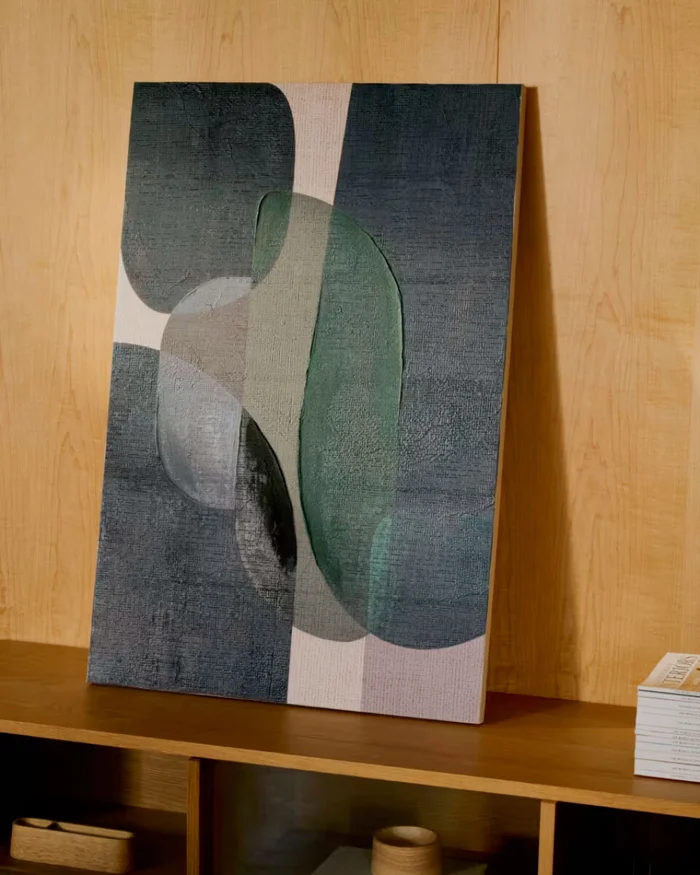 Lienzo abstracto Nemsa azul y verde - 90 x 60 cm en Azul - Decoración de pared, Uruguay | Kavehome, vista 2