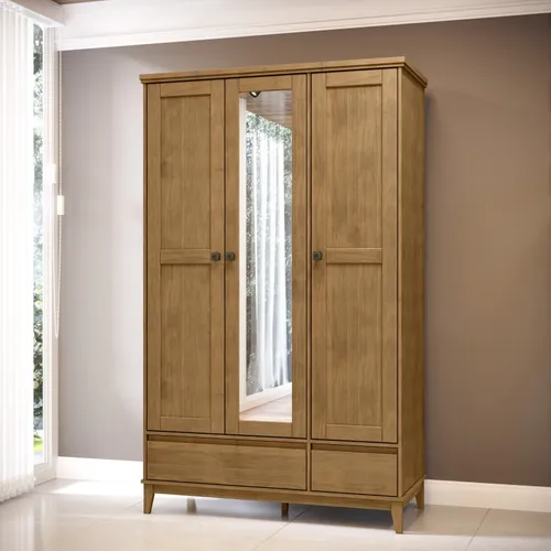 Ropero Prata 3 Puertas Y 2 Cajones Natur en Madera natural - Roperos y placares, Uruguay | Satec