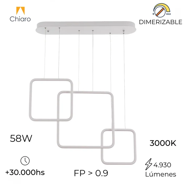 Colgante led lineal tres marcos verticales 58W Dimerizable en Blanco - Lámparas colgantes, Uruguay | Iluminica, vista 3