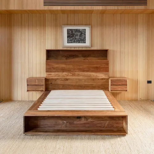 Cama Espinela Con Cajones en Madera natural - Mesas de luz, Uruguay | Decoquadra