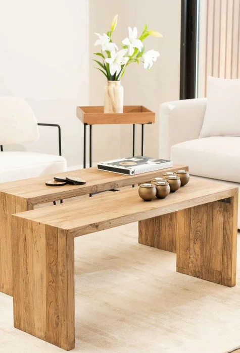 PIE DE CAMA / MESA ANGOSTA / BANCO OLMO NATURAL - 1.10 X 0.35 MTS en Madera natural - Butacas, banquetas y puffs, Uruguay | La Iberica, vista 4