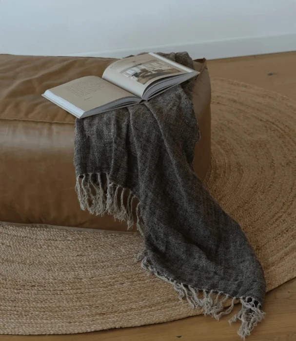 THROW RUSTICO LINO en Verde - Textiles, Uruguay | Masinfinito Casa