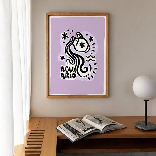 Acuario - Cuadro Signo del Zodíaco en Violeta - Láminas, Uruguay | Kiosko de Mar