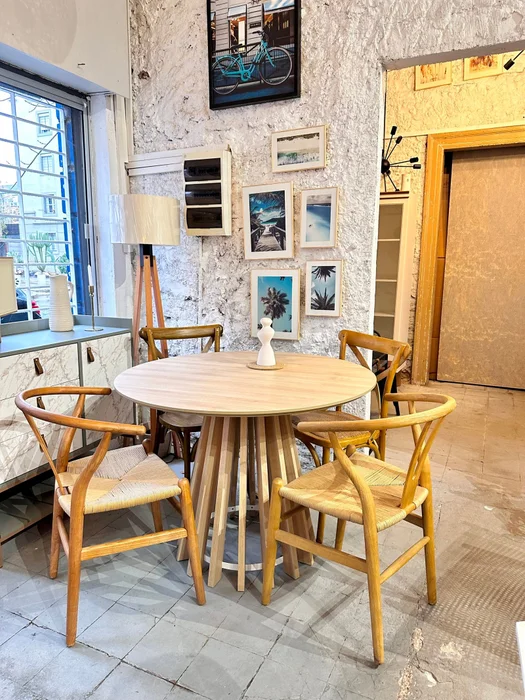 Mesa de Comedor Pipa Redonda 110cm - Crudo en Blanco - Mesas de comedor, Uruguay | Berna Home, vista 4
