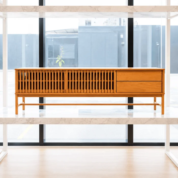 Rack TV 180cm Ader - Madera Maciza en Madera natural - Muebles para TV, Uruguay | Balton, vista 3