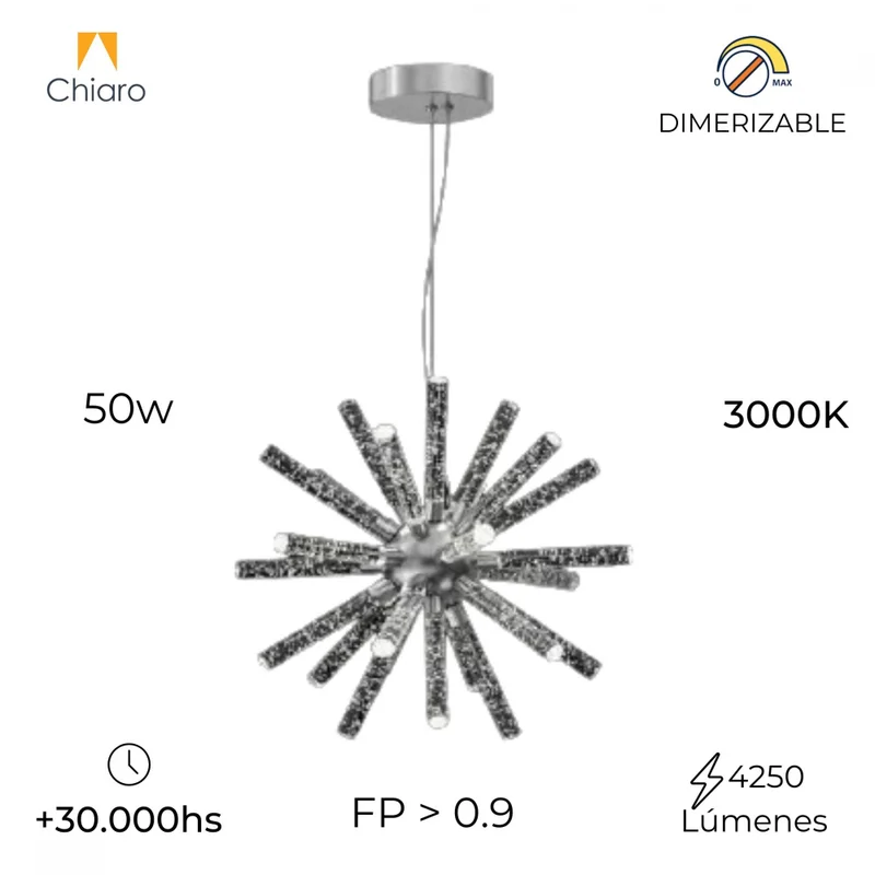 Colgante Led esfera 18 luces 50W Dimerizable en Plateado - Lámparas colgantes, Uruguay | Iluminica, vista 3