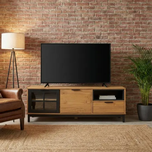 Rack de TV - Madera Maciza - Linea Denise en Madera natural - Muebles para TV, Uruguay | Rústico Hogar