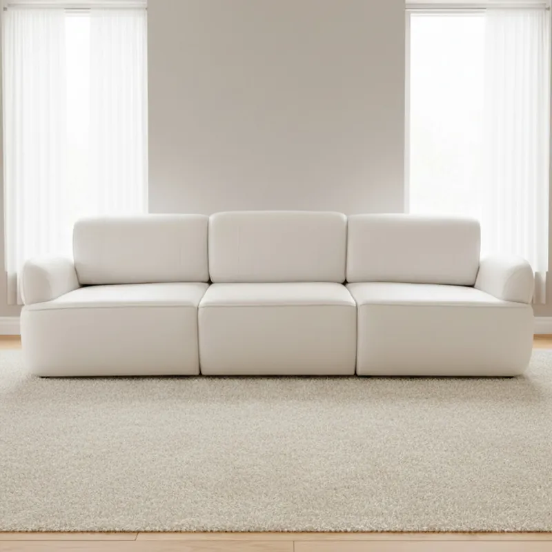 Sofa 4 Cuerpos Cuero-100-natural Natural-beige Iron Marfil en Blanco - Sillones y sofás, Uruguay | Divino