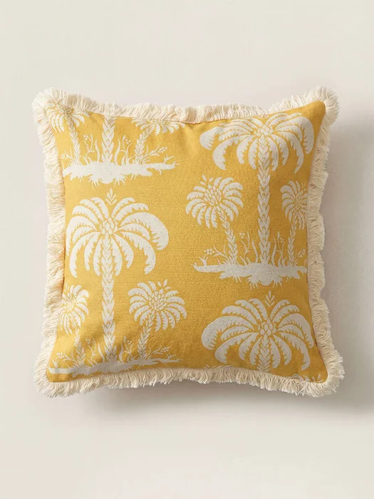 Almohadón Tropical Flecos en Amarillo - Textiles, Uruguay | Cabana, vista 2