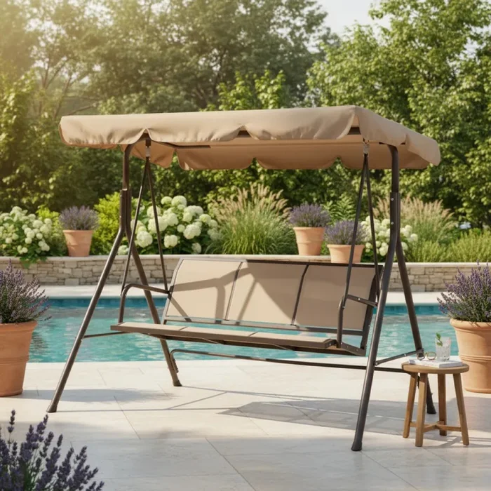 HAMACA DE JARDIN CON TECHO TAUPE N8007 en Beige - Muebles para el exterior, Uruguay | Alfa Ventas, vista 3