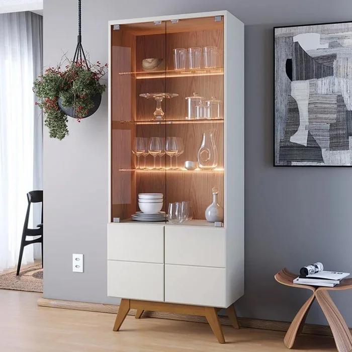 Cristalera Alta Con Puertas De Vidrio Y Luces Led en Blanco - Aparadores y recibidores, Uruguay | Soy Hogar, vista 6