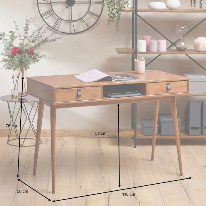 Escritorio 110cm Retro Milan - Madera Maciza en Madera natural - Escritorios, Uruguay | Balton, vista 8