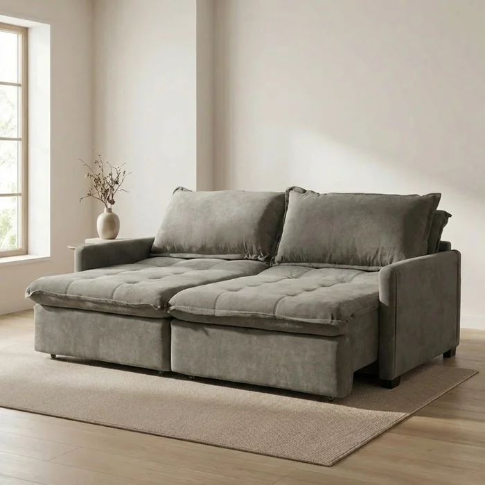 Sofá Cama Oliver - Tela Microfibra - 12075 (Salvia) en Gris - Sillones y sofás, Uruguay | NYR, vista 3