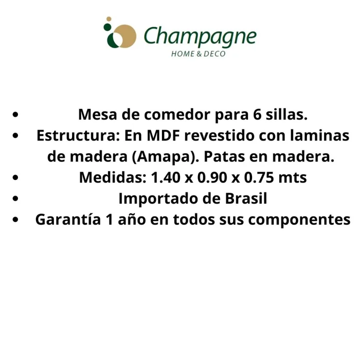 MESA COMEDOR - LACA BLANCA - VIDRIO BLANCO en Blanco - Mesas de comedor, Uruguay | Champagne Home, vista 3