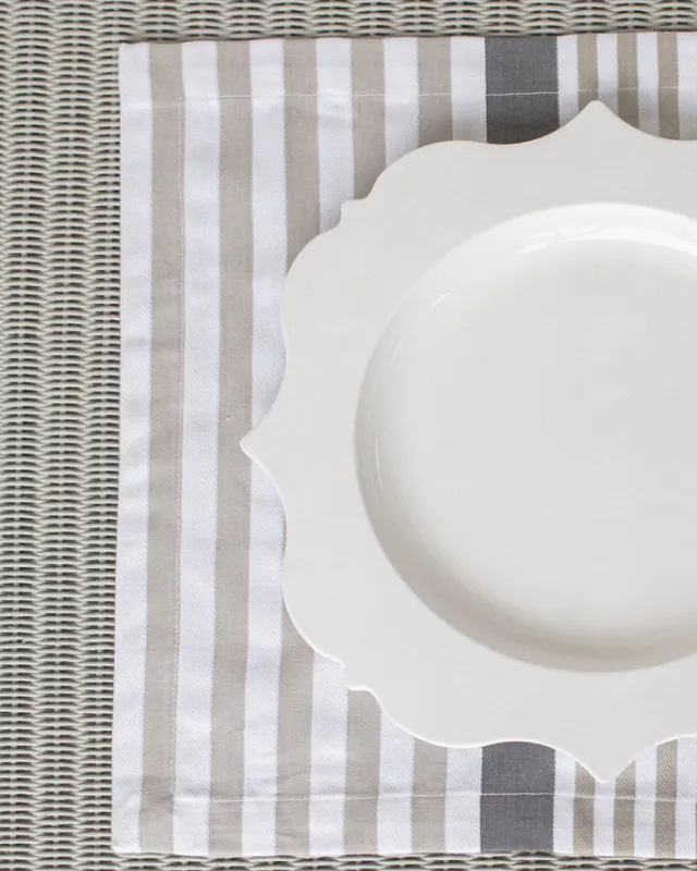 INDIVIDUAL RAYAS CRUDO Y BLANCO CON LINEA GRIS 35X50 en Multicolor - Textiles, Uruguay | Sentido Jose Ignacio