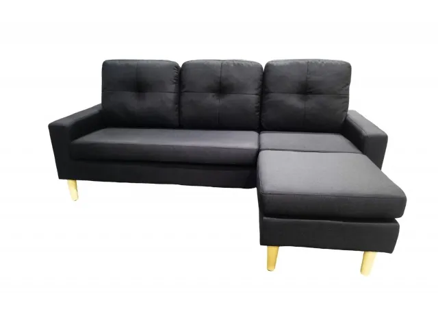 Sofá Negro 3 cuerpos con Chaise JN-2037 - Sillones y sofás, Uruguay | Que Sal Muebleria