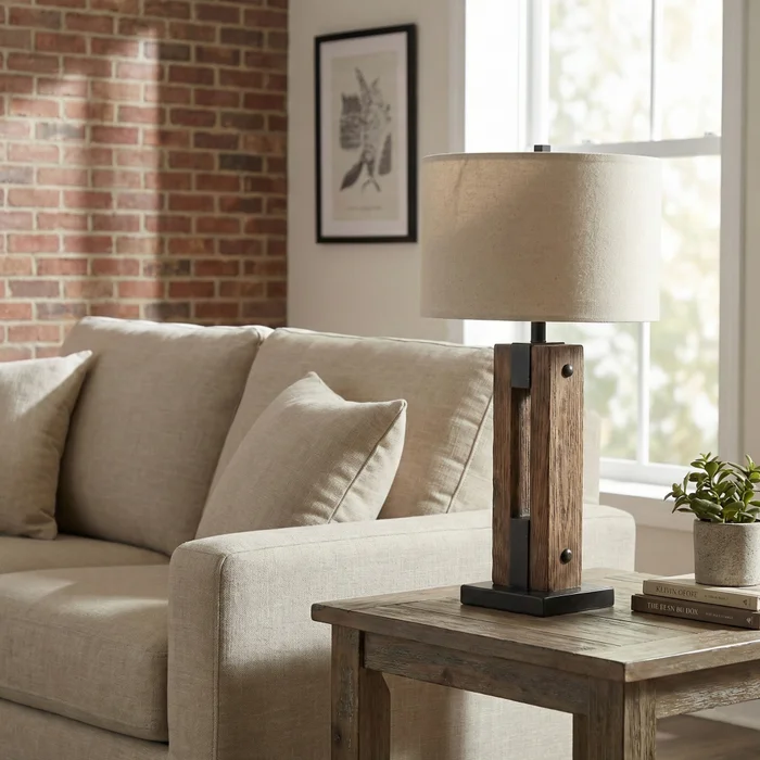 Lámpara de Mesa Industrial Beam en Madera natural - Lámparas de mesa, Uruguay | La Perla, vista 2