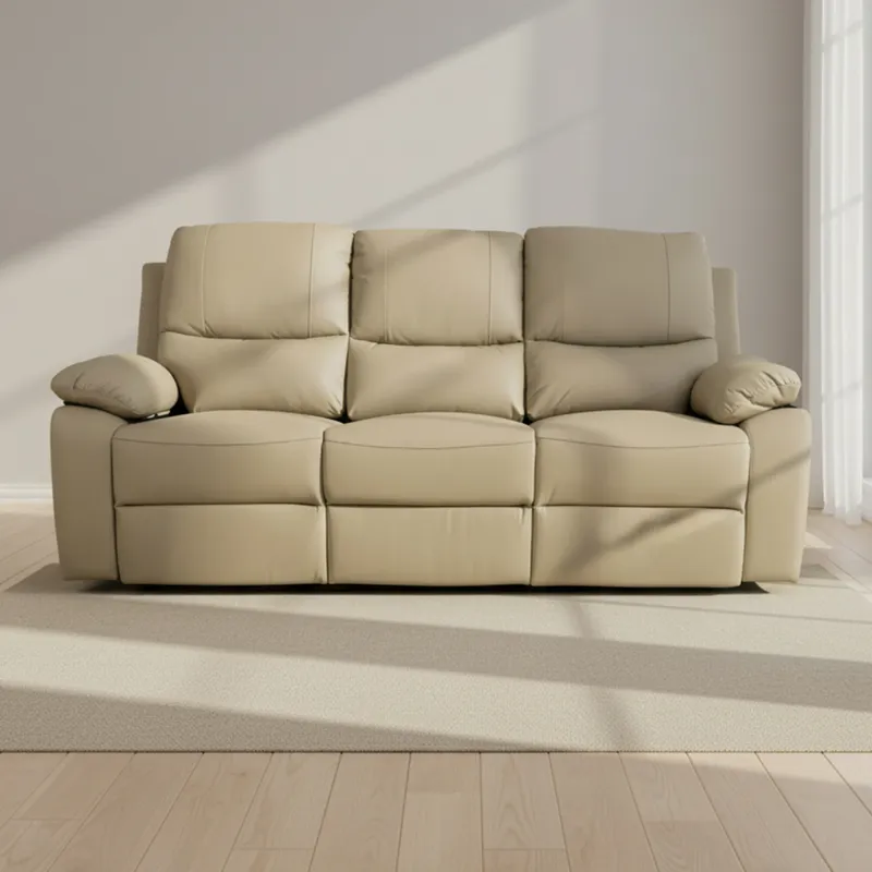 Recliner Manual 3 Cuerpos Cuero-y-simil-cuero Marron Lina Taupe en Beige - Sillones y sofás, Uruguay | Divino