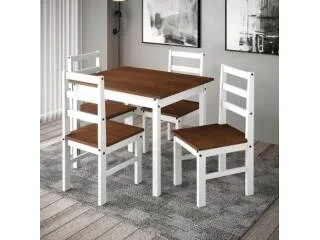 JUEGO COMEDOR OLIVIA 4 SILLAS- C/B en Blanco/Cera - Mesas de comedor, Uruguay | Que Sal Muebleria, vista 3