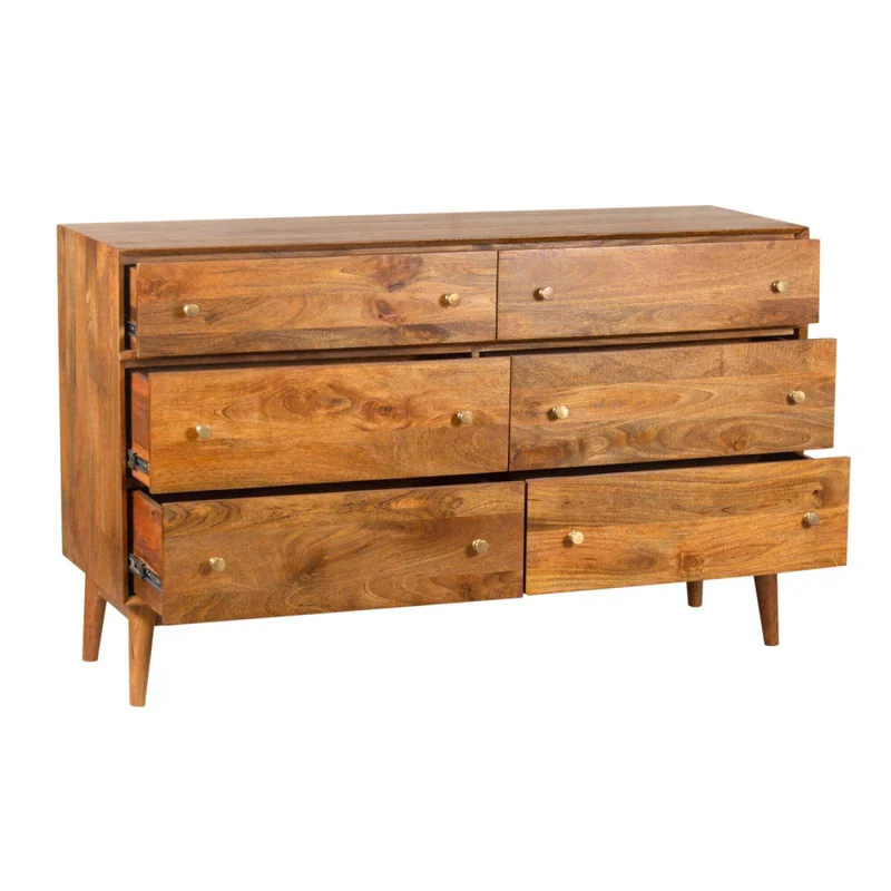 Comoda 6 Cajones Madera-de-mango Marron Parker en Marrón - Cómodas, Uruguay | Divino, vista 4