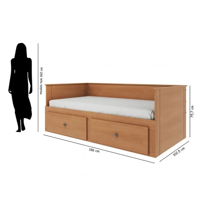 Cama Somnus 1 Plaza / auxiliar - Funcional - Marrón en Marrón - Dormitorio, Uruguay | Ecowood, vista 4