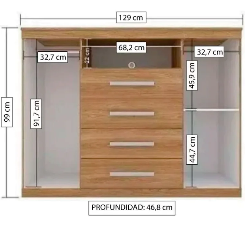 Comodas Cajoneras 2 Puertas 4 Cajones Dormitorio Blan 303866 - Cómodas, Uruguay | Soy Hogar, vista 7