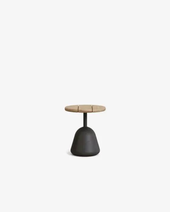 Mesa redondo Saura de de madera de acacia acabado natural 48cm en Natural, Negro - Mesas de arrimo, Uruguay | Kavehome