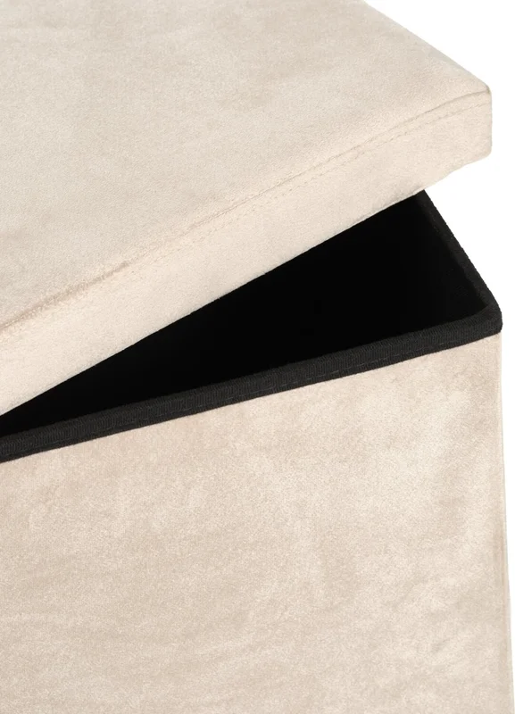 Puf AUNING 76x38 con almac terciopelo arena osc en Beige - Butacas, banquetas y puffs, Uruguay | JYSK, vista 3