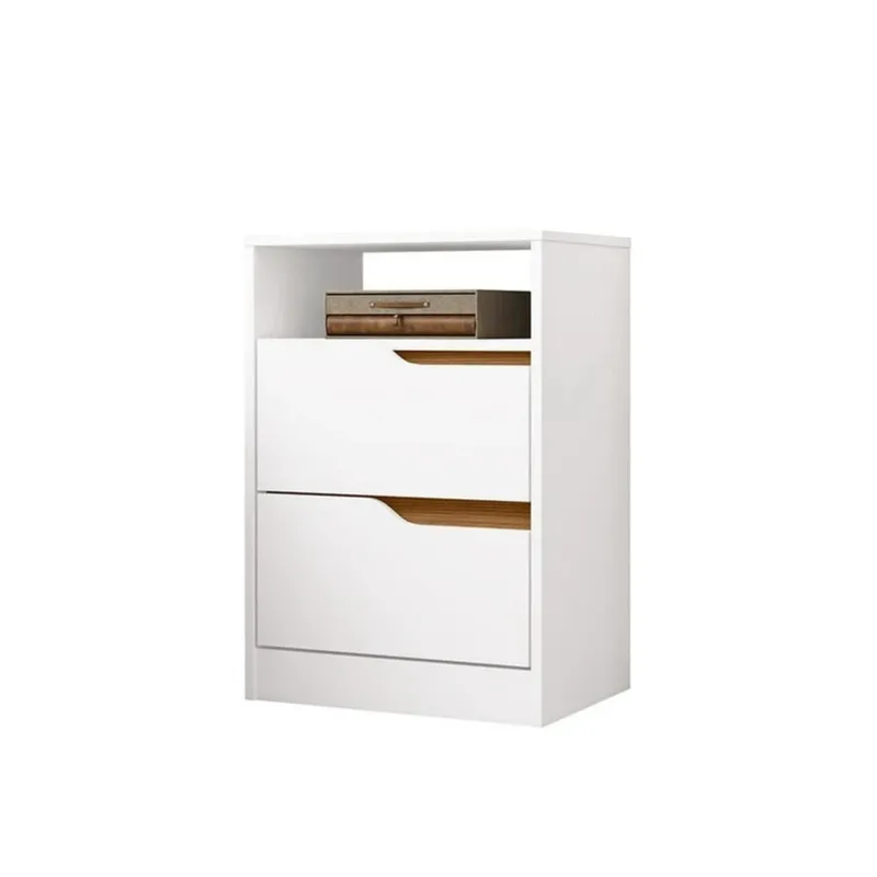 Mesa de Luz 2 Cajones - Línea Fit - Blanco en Blanco - Mesas de luz, Uruguay | Ecowood