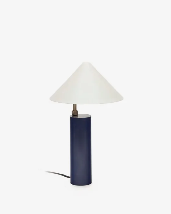 Lámpara de mesa Shiva de metal con acabado pintado azul y blanco en Azul - Lámparas de mesa, Uruguay | Kavehome