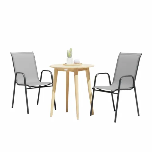 Sillas Textilina y acero mas Mesa de Eucaliptus - Nassau - Gris en Gris - Muebles para el exterior, Uruguay | Rústico Hogar