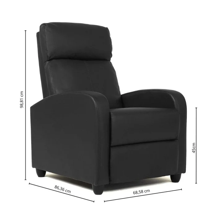 Sillon reclinable 1 cuerpo - Negro en Negro, Uruguay | La Cueva Muebles, vista 7