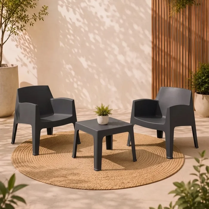 Set de Jardín Mesa + 2 sillas - Magna Master - Negro en Gris - Muebles para el exterior, Uruguay | Rústico Hogar