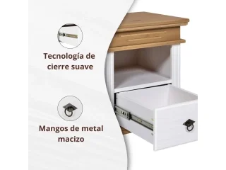 Mesa de luz con nicho 1C Madera maciza en Acabado: Pintura UV Washed White (Blanco lavado) - Mesas de luz, Uruguay | Quesal, vista 2