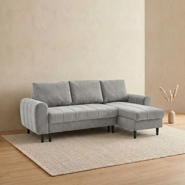 Sillón Esquinero con Baúles amplios - Amo - Gris Claro en Gris - Sillones y sofás, Uruguay | Rústico Hogar
